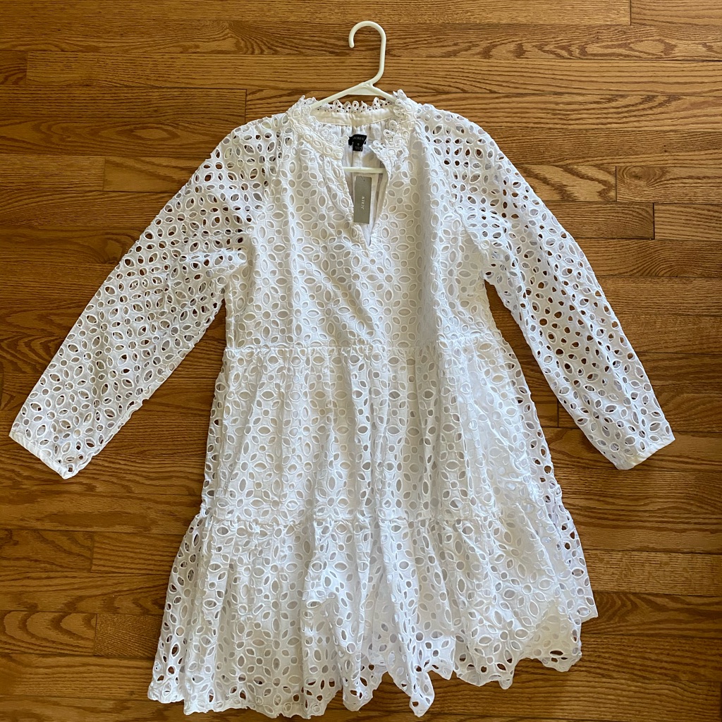New Never Worn, White Eyelid Jcrew Dress